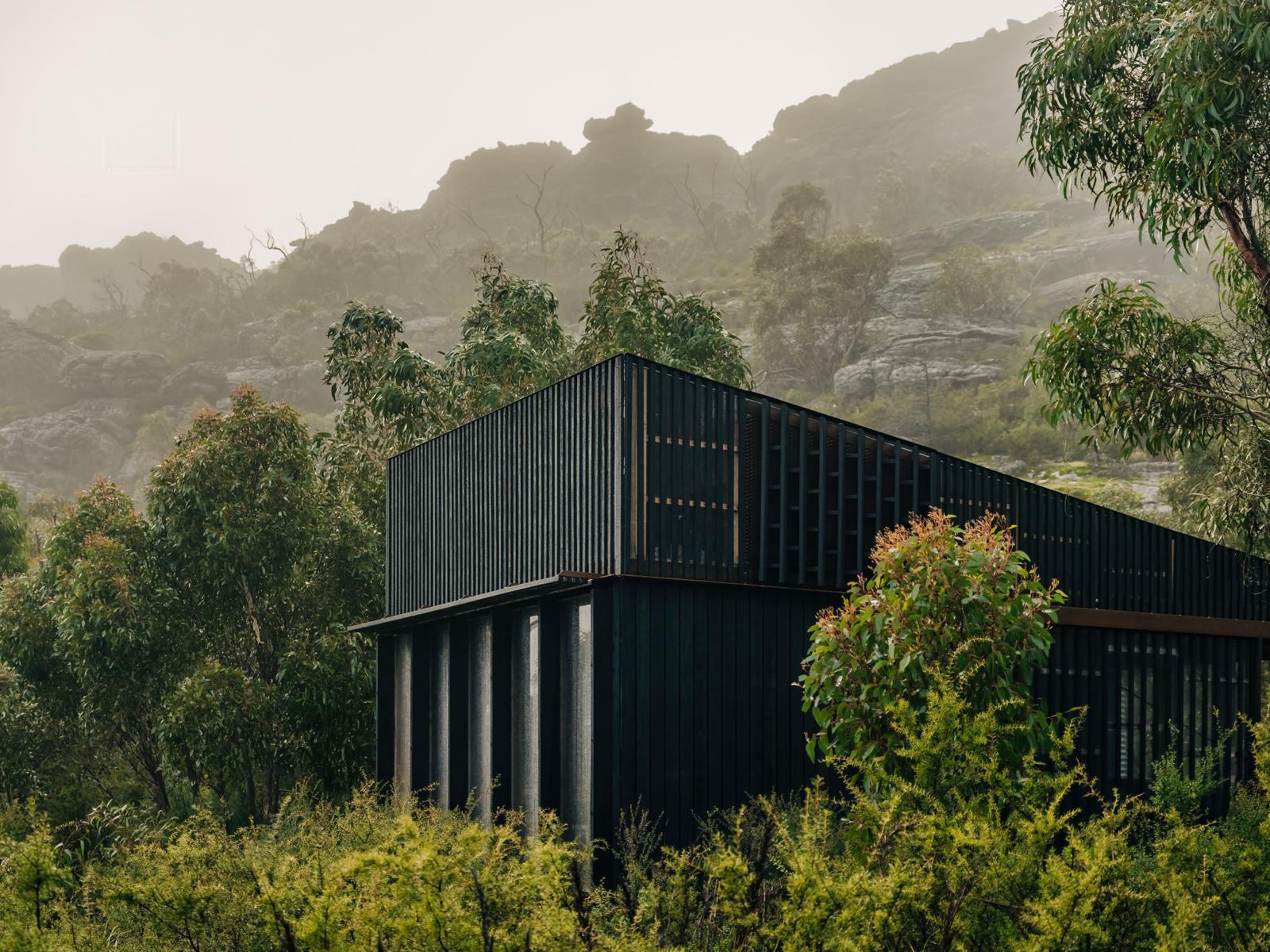 well mainted charred timber house in the woods
